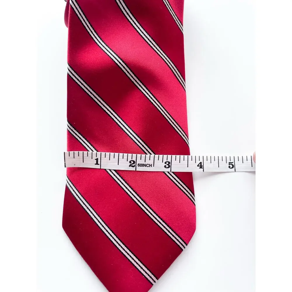 Bugatti Red Diagonal Stripe Silk Necktie